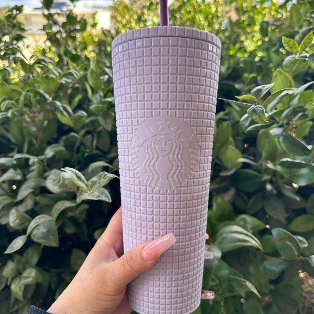 Purple / Lilac Grid Starbucks Cup